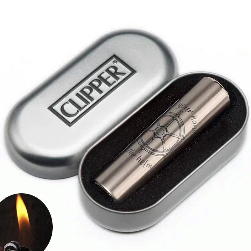 Nieuwe Clipper Spades Een Draagbare Slijpschijf Flint Opblaasbare Aansteker Metalen Vuurloze Butaangas Jet Aansteker met Geschenkdoos