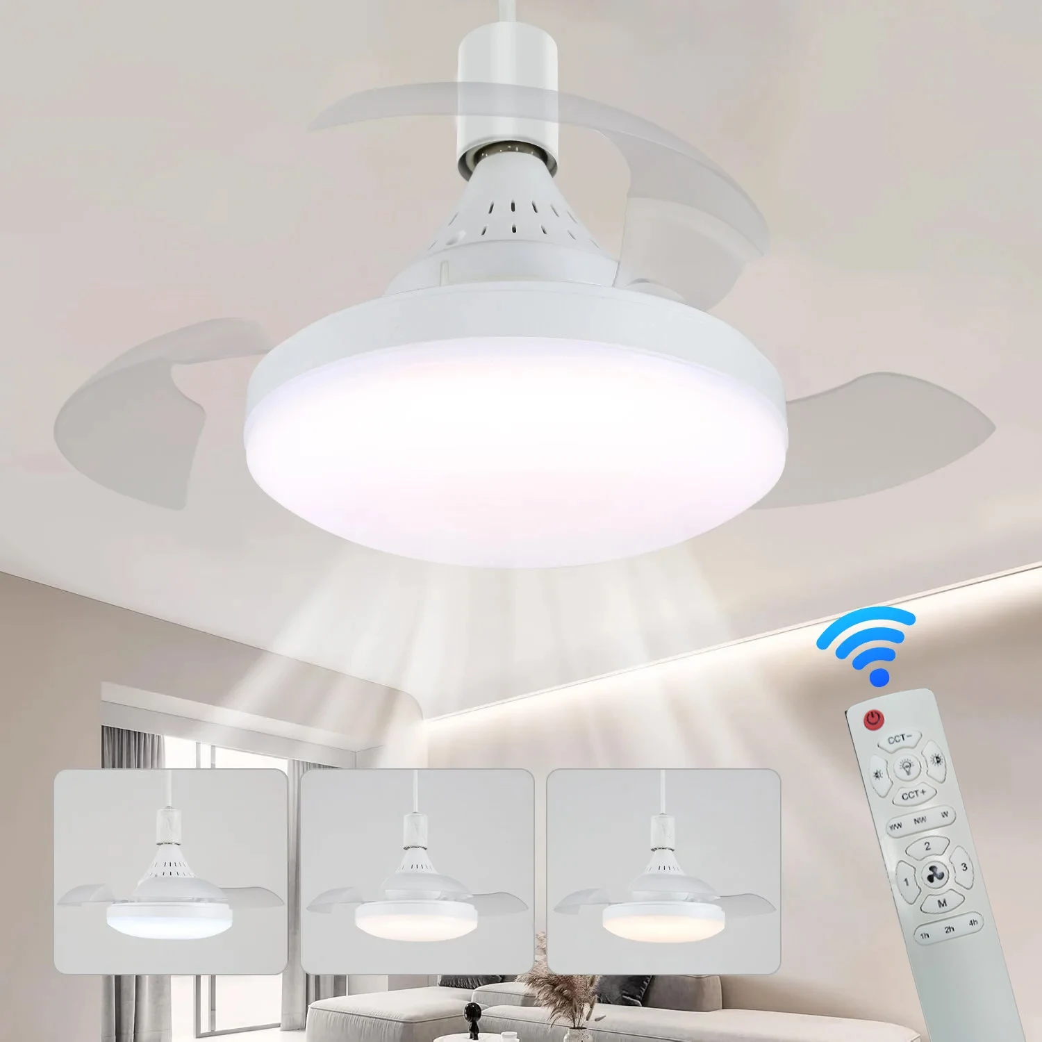 

48W LED Fan Light E27 Base for Home Living Room Bedroom Study Hotel - Energy Efficient Lighting with Built-In Ceiling Fan