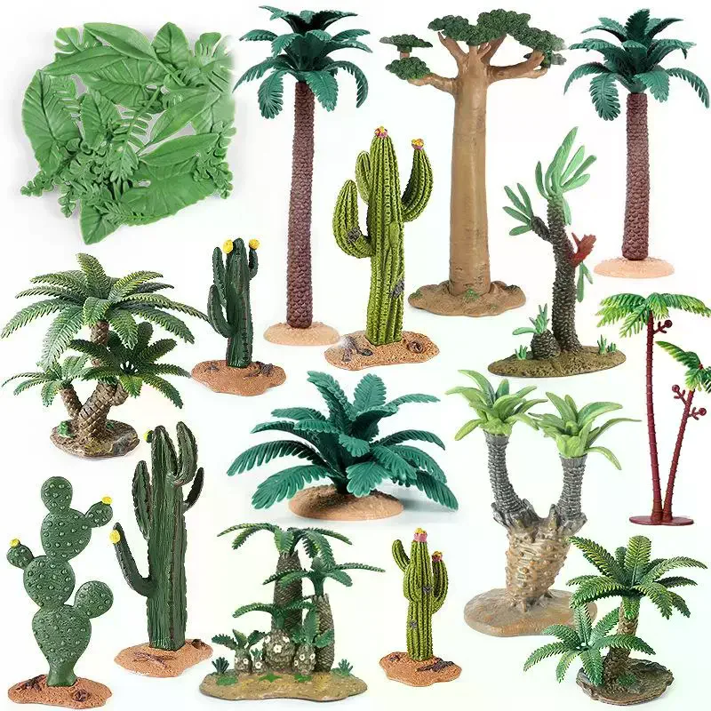 1Pcs Breadfruit Coconut Palm Tree Stump Baobab Cacti Farm Animal Models Educational Simulation Toys For Kids Home Decoration