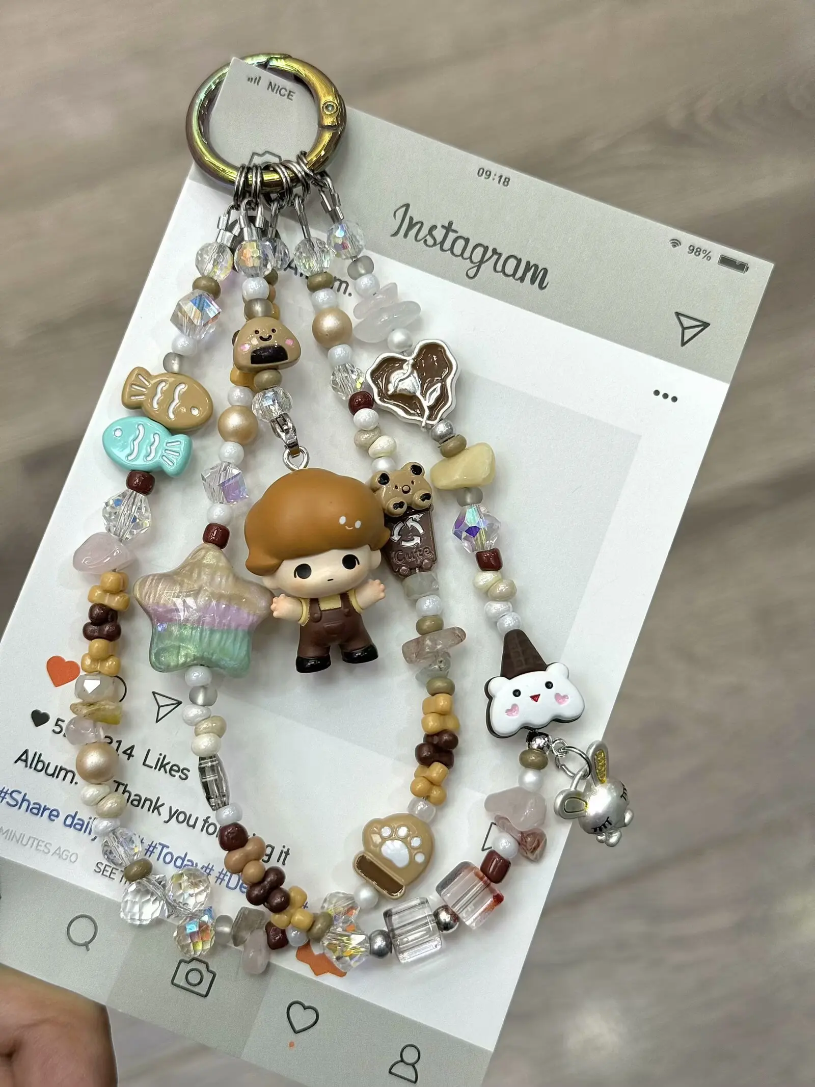 

POP BEAN Dimoo Cute Beans Series Diy Natural Crystal Phone Pendant Kawaii Hand-Made Schoolbag Pendant Decorations For Gift