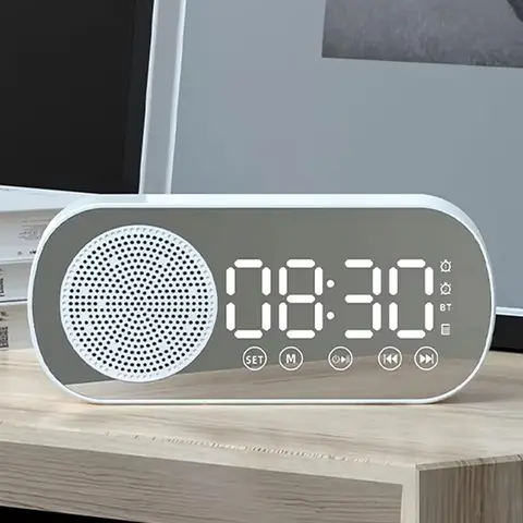 Portable USB Charging Radio Alarm Clock Wireless Bluetooth Speaker Mini Smart Clock Small Sound Box LED Display For Room Office