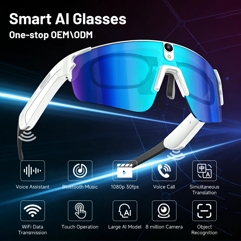 New Wireless Headphones Video Camera Bluetooth Speaker Voice Assistant Sports Smart Glasses