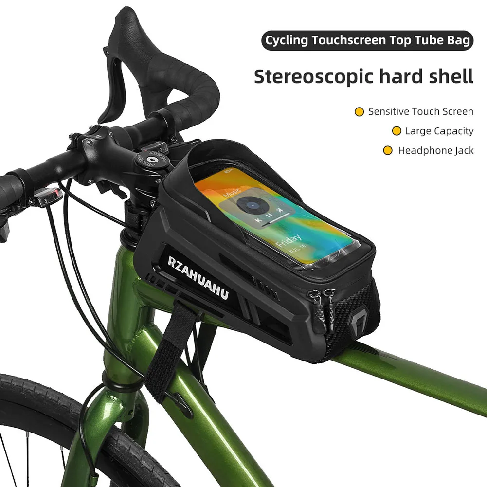 Bike/Bicycle Phone Front Frame Bag with TPU Touch-Screen and Sun-Visor Bike Frame Bag Waterproof for MTB Road Bikes