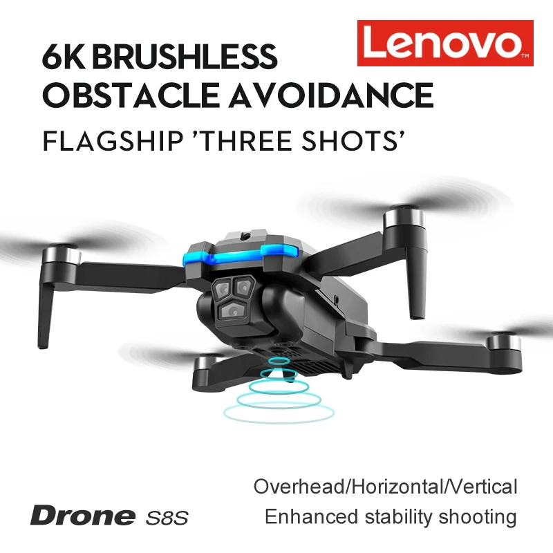 Lenovo S8S Drone Triple Cameras, Brushless Motor, Obstacle Avoidance, Electric Adjustable Lens, Optical Flow Positioning