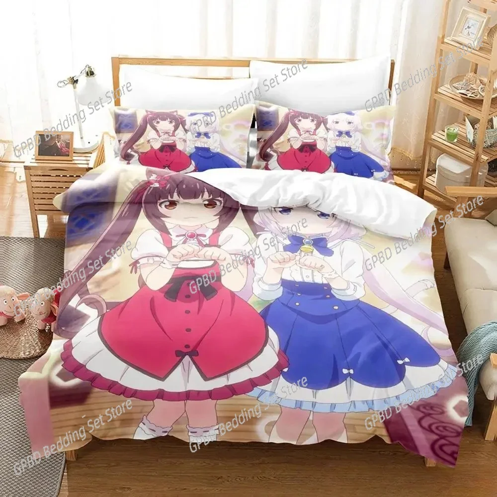 Комплект постельного белья в стиле аниме Kawaii Girl NEKOPARA Single Twin Full Queen King Size, комплект постельного белья для взрослых и детей, комплекты пододеяльников для спальни, домашний текстиль