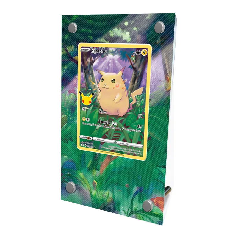 Tarjeta de Pokémon 25 ° aniversario de Pikachu, vitrina de pintura extendida, tarjeta de colección de juegos, estante de exhibición acrílico de escritorio, regalo