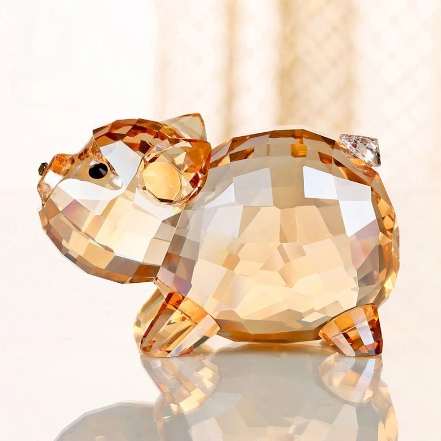 

Handmade K9 Crystal Pig Sculpture Statues Car Ornament Figurine Interior Home Office Desk Lucky Animal Artwork Birthday Gift