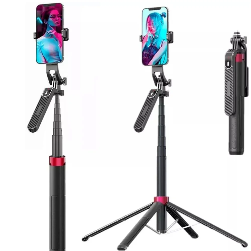 

180cm Aluminum Alloy Selfie Stick Portable Travel Tripod, Rechargeable Remote Control, 360° Rotation for Mobile Phone and Camera