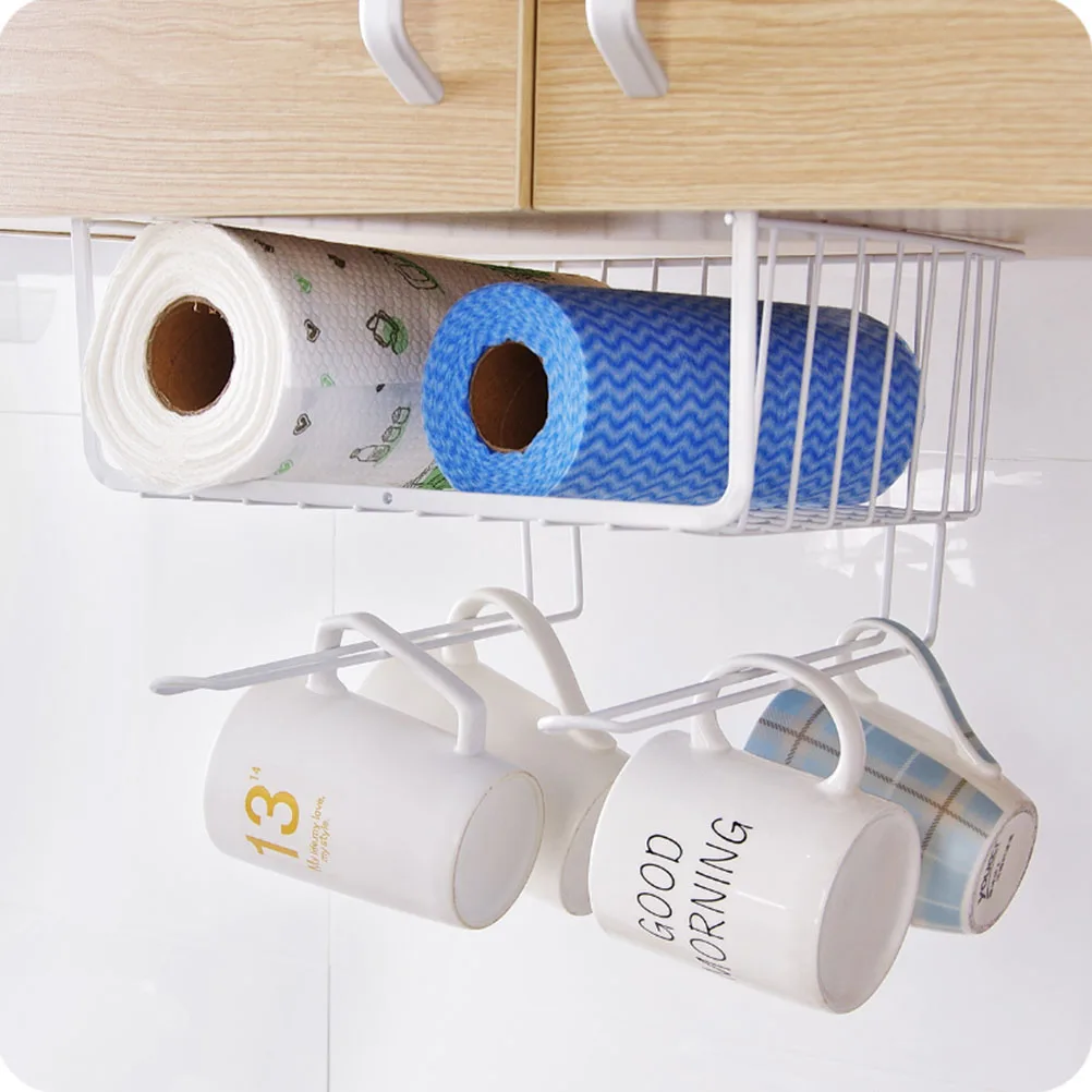 

White Kitchen Under Cabinet U shaped Hanging Wardrobe Storage Rack Shelves Iron Smooth Load bearing Save Space Home