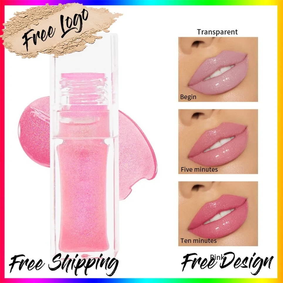 Fruit Flavor Color Changing Lip Gloss Private Label Plump Lip Clear Lip Oil Custom Logo Vegan Makeup Wholesale
