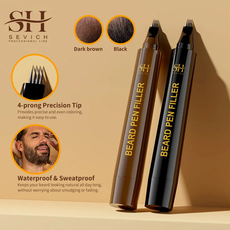 Waterproof Beard Pen Filler Men Moustache Coloring Pen Beard Coloring Filling Enhancer Black Fiber Hair Stuffing Care