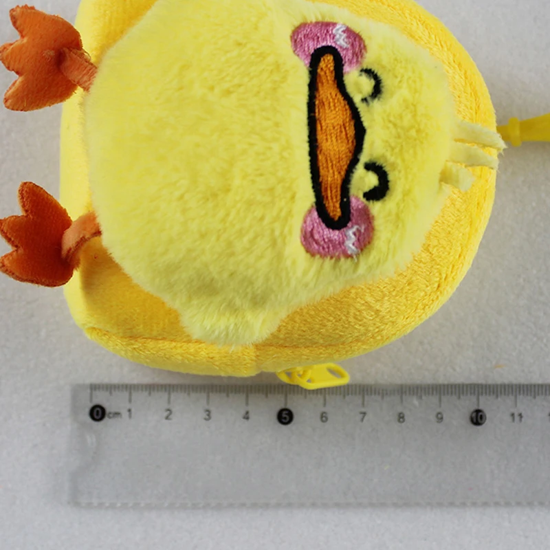 Cartoon Women Plush Little Yellow Duck Zero Wallet Cute Coin Purse Zip Plush Headphone Bag Wallet Storage Bag Key Holder