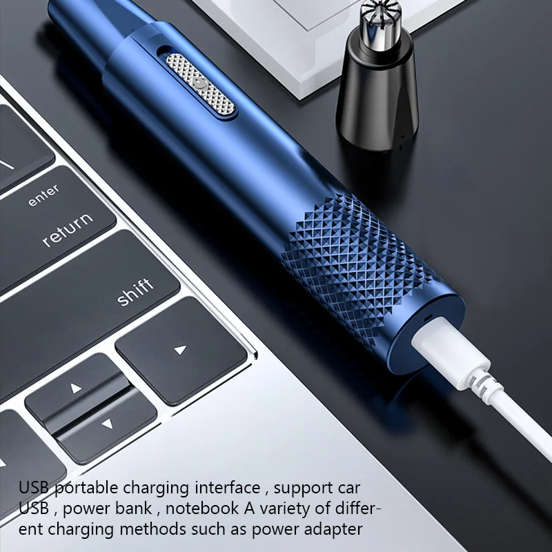 ماكينة تشذيب شعر الأنف الكهربائية للرجال ، قابلة لإعادة الشحن USB ، محمولة ، صغيرة ، ماكينة حلاقة الحواجب ، مقص شعر الأنف والأذن ، قاطعة