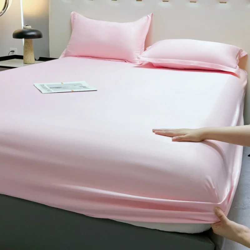 

Светло-розовый простыня, шелковистый охлаждающий наматрасник из лиоцеллового волокна для горячего сна, всесезонное белье, Прямая поставка 150*200*1 шт.