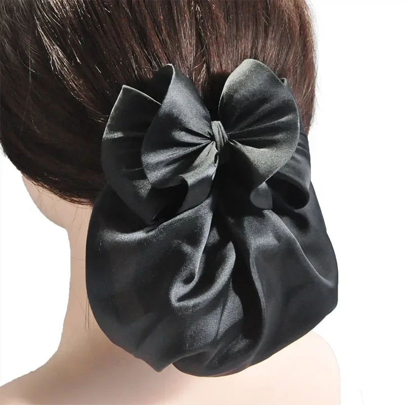 Korean Professional Hair Clip with Ruffled Black Bun Net and Bows for Women Accessoires Femme Pince Cheveux Barettei-Remiel