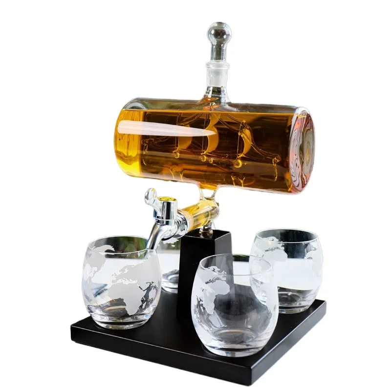 

Sailing decanter Special-shaped decanter smooth sailing Stainless steel faucet wine set Wine dispenser with switch