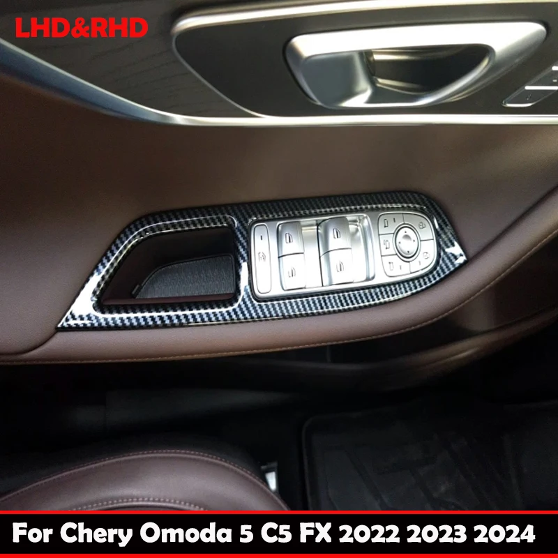 

LHD RHD For Chery Omoda 5 C5 FX 2022 2023 2024 Carbon Fiber Car Window Lifter button Switch glass rise Control Panel Cover