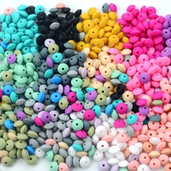 Perles lentilles en silicone sans BPA 12mm, 20 pièces/lot, breloques DIY pour nouveau-né, accessoire de soins infirmiers, collier de dentition, jouet de dentition