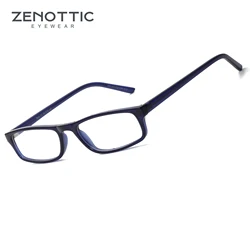 ZENOTTIC 2024 Fashion Blue Small Rectangle Eyeglass Optical Frame for Unsiex Non-Prescription Eyeglasses Terry