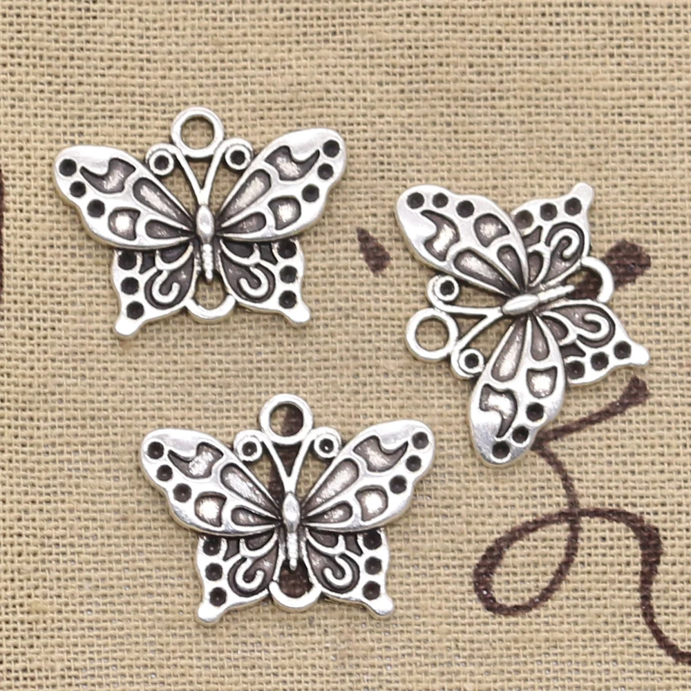10 sztuk Charms motyl złącze 20x25mm Antique Making wisiorek fit,Vintage tybetański srebrny kolor, ręcznie robiona biżuteria DIY — zdjęcie 3