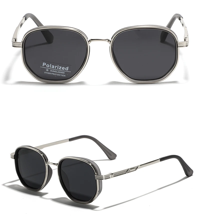 Peekaboo Polarisierte Sonnenbrille für Damen und Herren, TR90 Unisex Eckige Sonnenbrille, Halb-Metall TAC Sommer-Accessoire 2024 – Detail 9