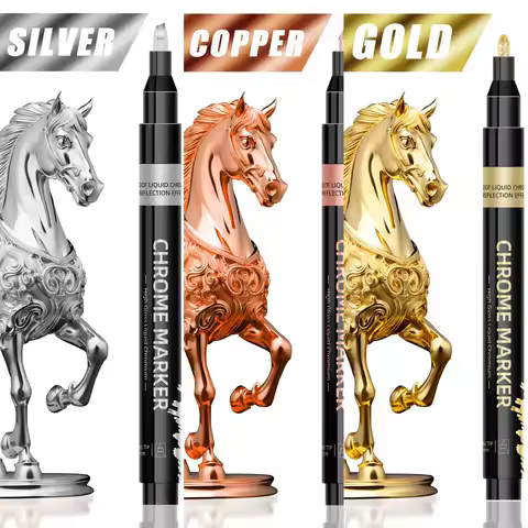 1/2pcs chrome-plated marker mirror metal waterproof complementary color repair model DIY hand-painted  gold silver Copper