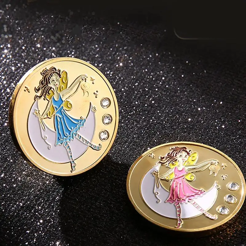 Tooth Fairy Gold Plated Commemorative Coin Creative Kids Tooth Change Gifts Physical Metal Crypto Commemorative Coin Souvenirs