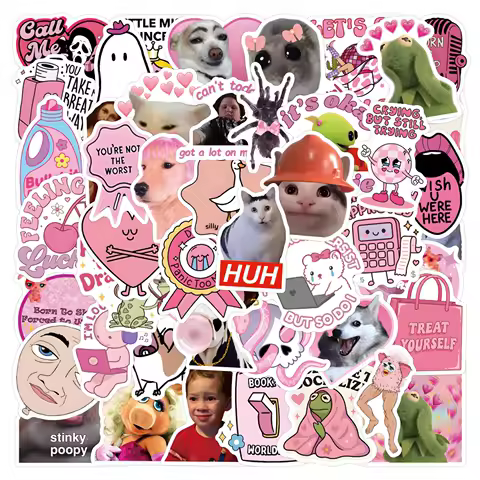 56PCS Pink Funny Cartoon Graffiti Sticker - Suitcase Water Cup Scooter Phone Sticker