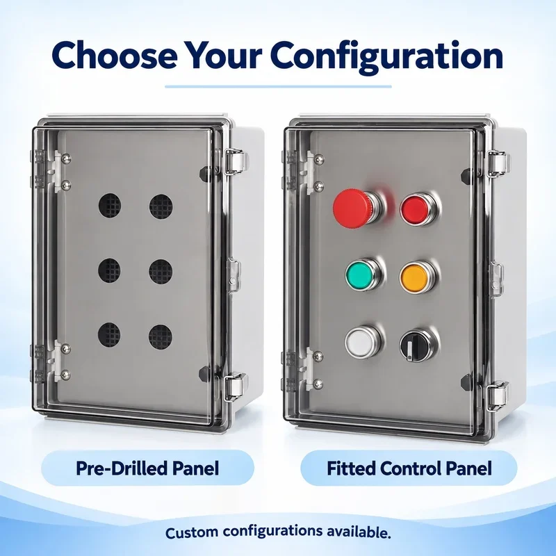 Outdoor Waterproof Button Control Box with Double-Layer Transparent Door Emergency Stop Start Self-Reset Switch Junction Box
