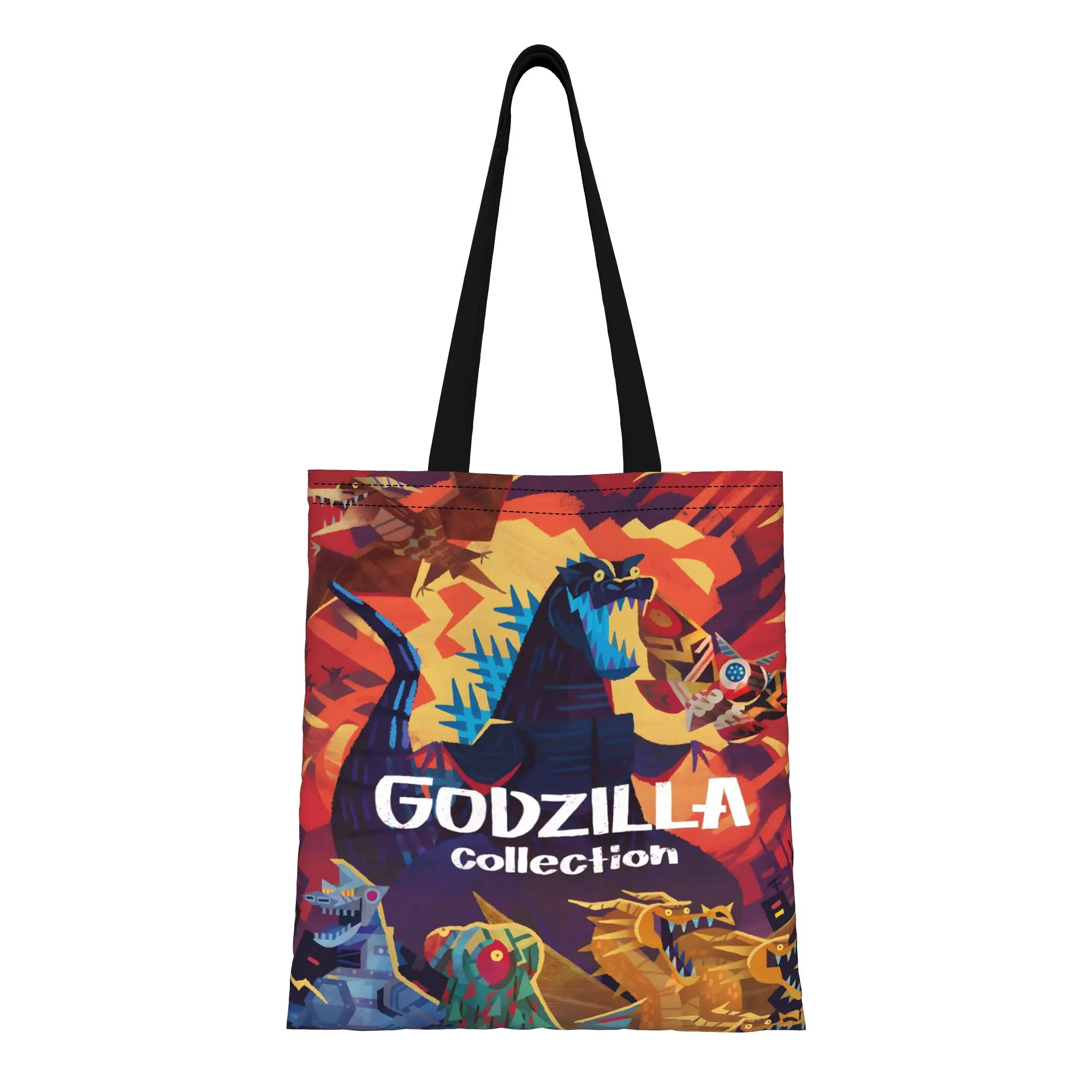 1PC Monster Collection Canvas Tote Bag Godzilla Handbag Outdoor Handbag Trendy Tote