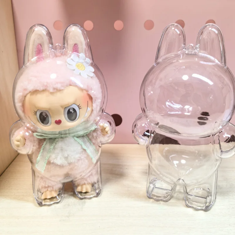 Kristalheldere beschermhoes voor LABUBU V1/V2 opbergdoos voor hanger poppen stofdicht en krasbestendig vitrine