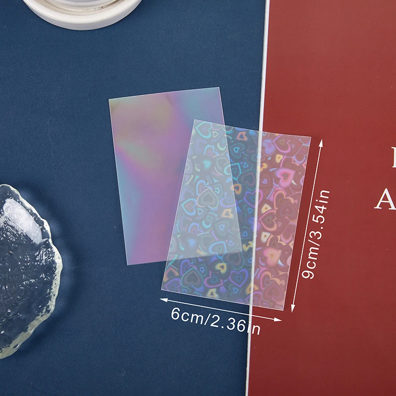 50Pcs/pack Glittery Love Heart Laser Kpop Idol Photocard Card Sleeve Photo Card Protective Storage Bag Student Stationary Supply