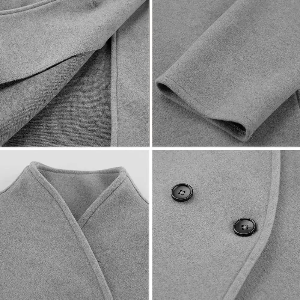 Overcoat Women's Winter Cropped Wool Coat Double Breasted Dressy Jacket Casual Long Sleeve Peacoat for Fall Cold Weather