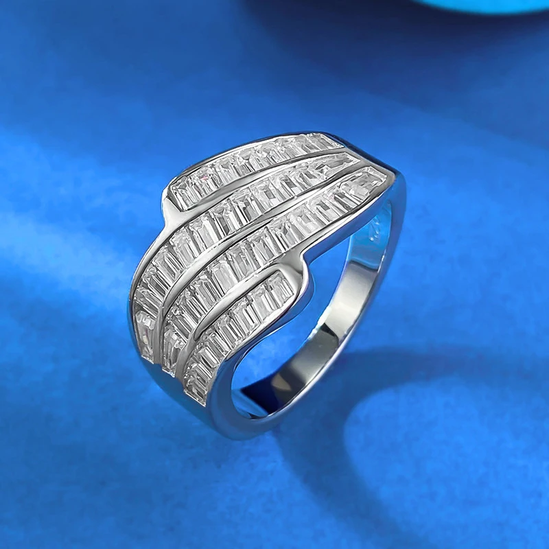 

Новое кольцо из стерлингового серебра S925 с квадратными рядами фианитов, элитное, роскошное, для женщин, оптом в наличии