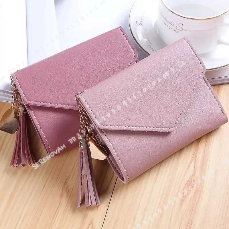 Fashion Short Women Wallets PU Leather Luxury Tassels Hasp Small Wallet Trend Coin Purse Ladies Card Holder Pouch