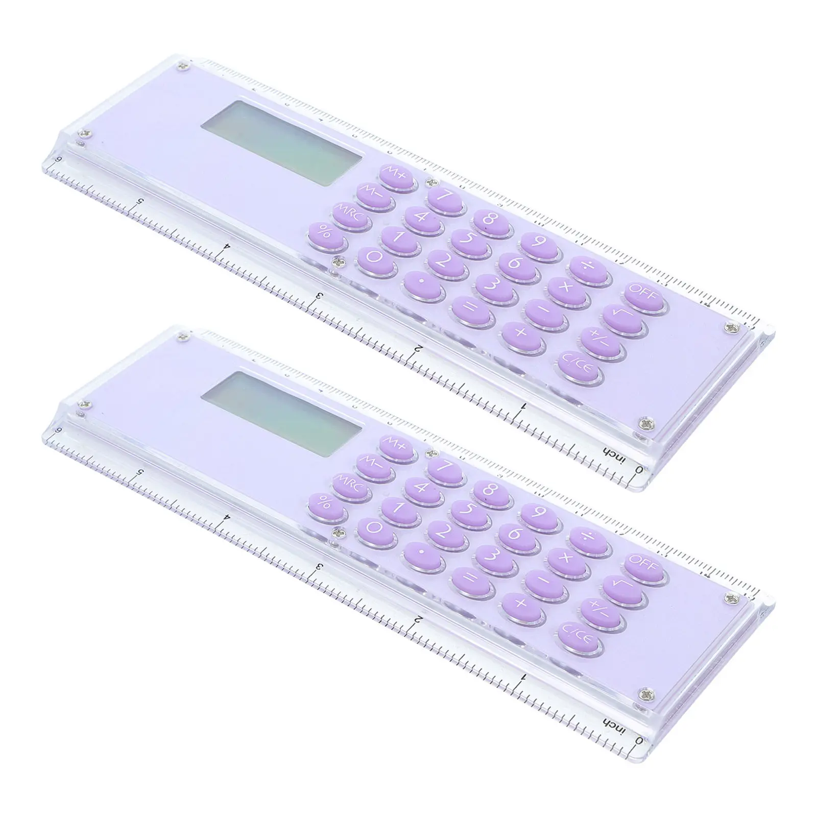 2Pcs Straight Ruler Calculator Portable Pocket Slim Dual Scale Ruler 15Cm 6Inch Student School Office Measuring Tool Digital