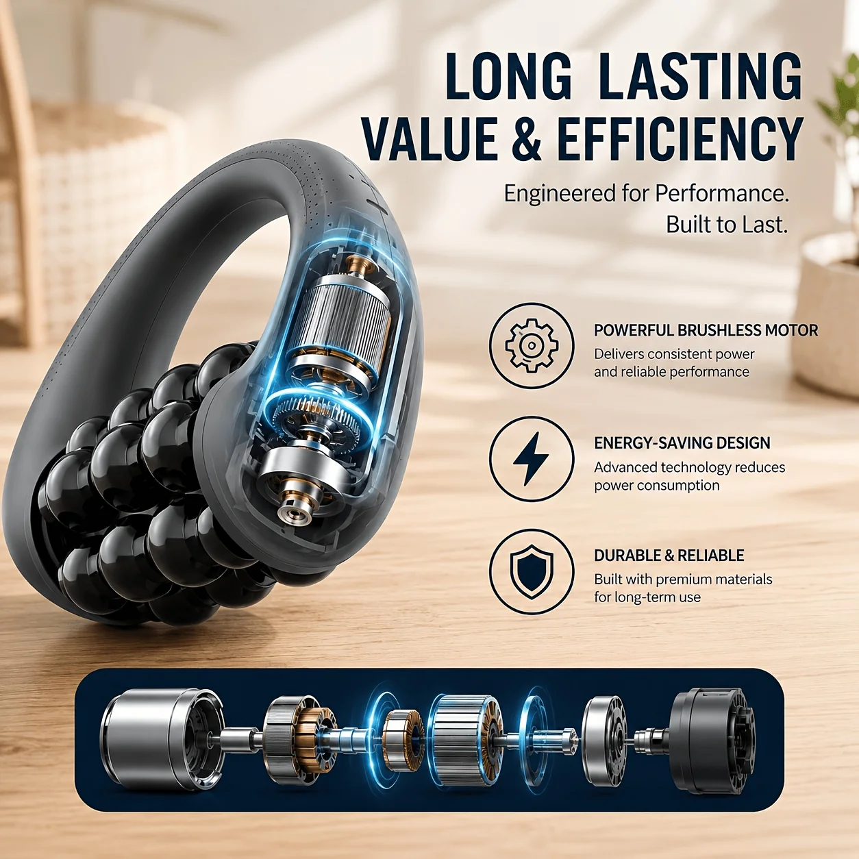 Rechargeable Handheld Electric Roller Massager Portable Impact Massage Tool for Shoulder Back Arm Leg Full Body Relief view 3