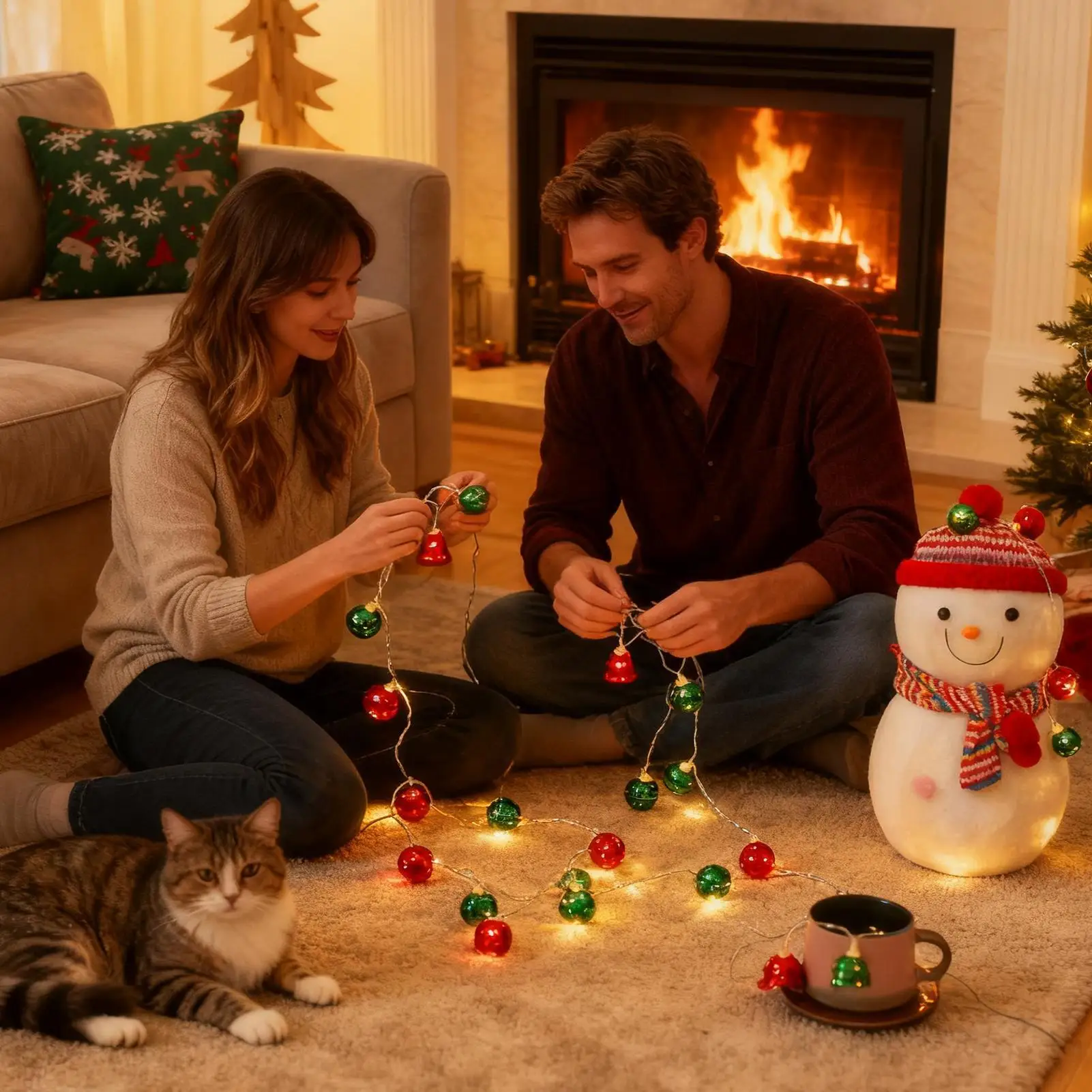 Picture 5: Bell String Lights Waterproof LED Flexible Christmas Decorations Indoor Fireplace Bell String Lights For Table Centerpiece
