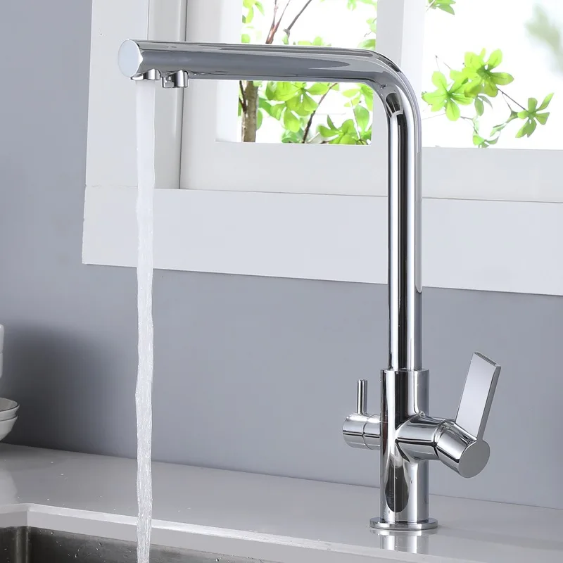 3 Way Drinking Water Kitchen Sink Faucets Mixer Tap Kitchen Filter Water Purifier Faucet With 2 Handle