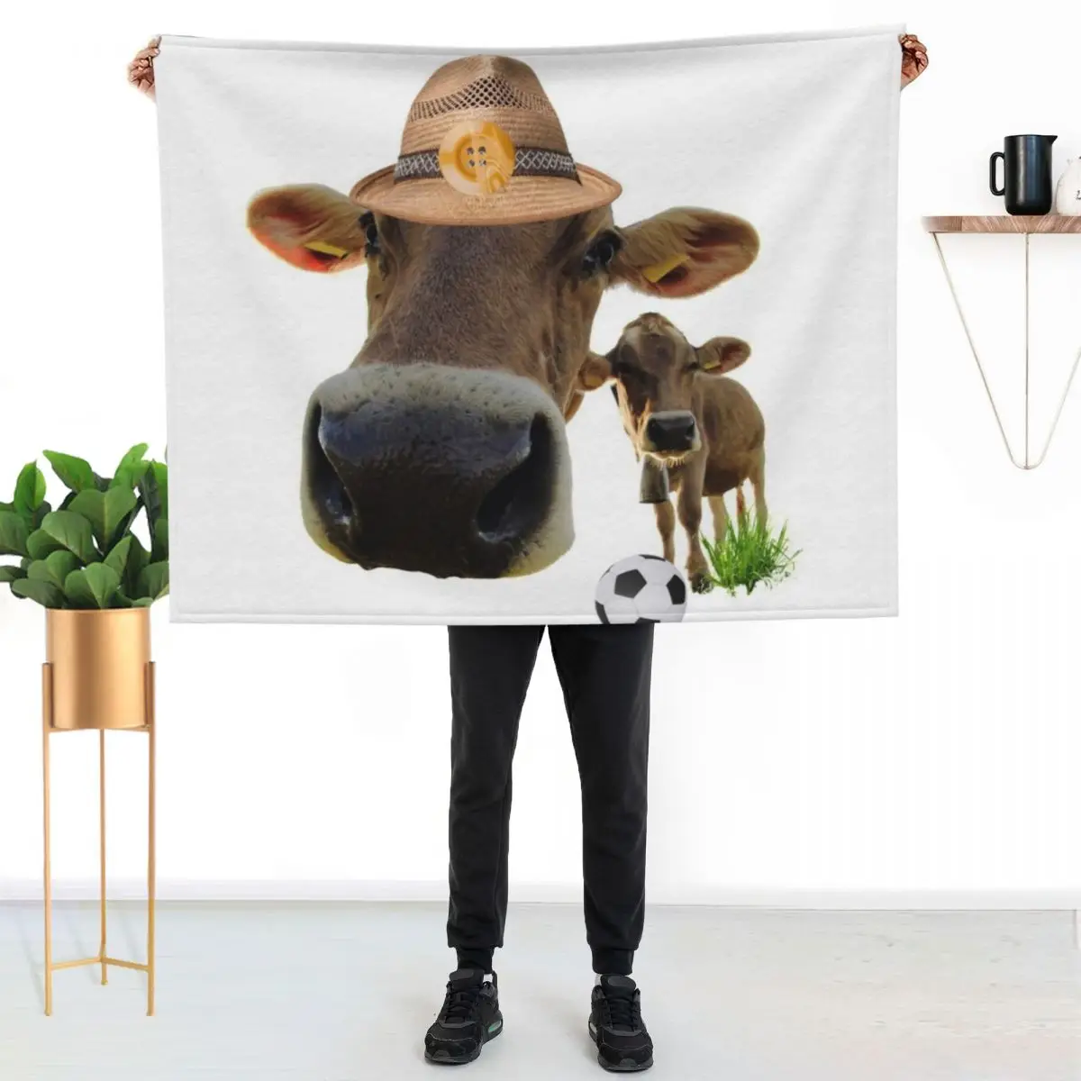 Big Nose Cow Face with Son Throw Blanket cosplay anime Sleeping Bag blankets and throws Sofa Throw for sofa Nap Blankets
