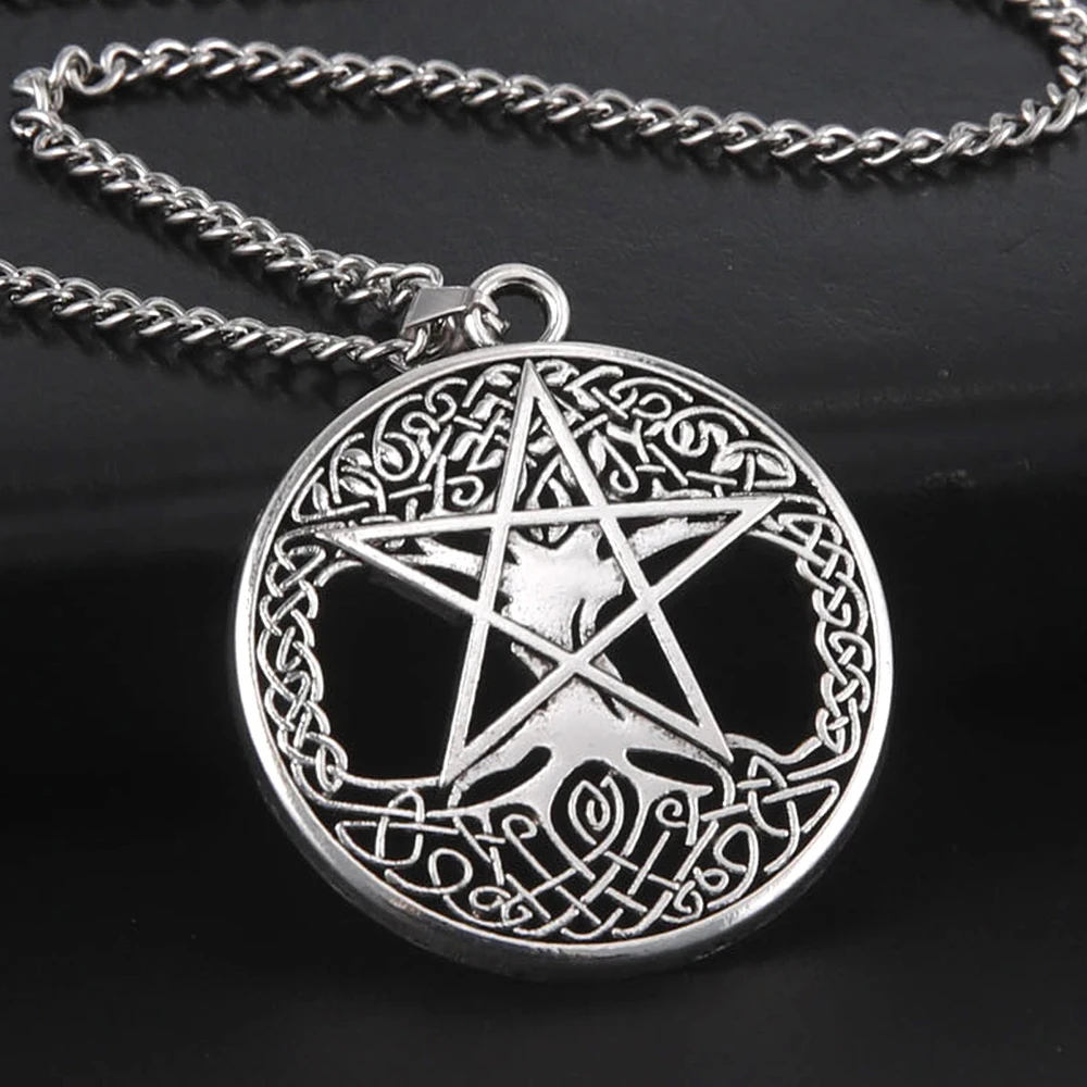 Dawapara Norse Runes Amulet Pendant Necklace Yggdrasil The Tree of Life Pentagram Nordic Talisman Celtics Jewelry