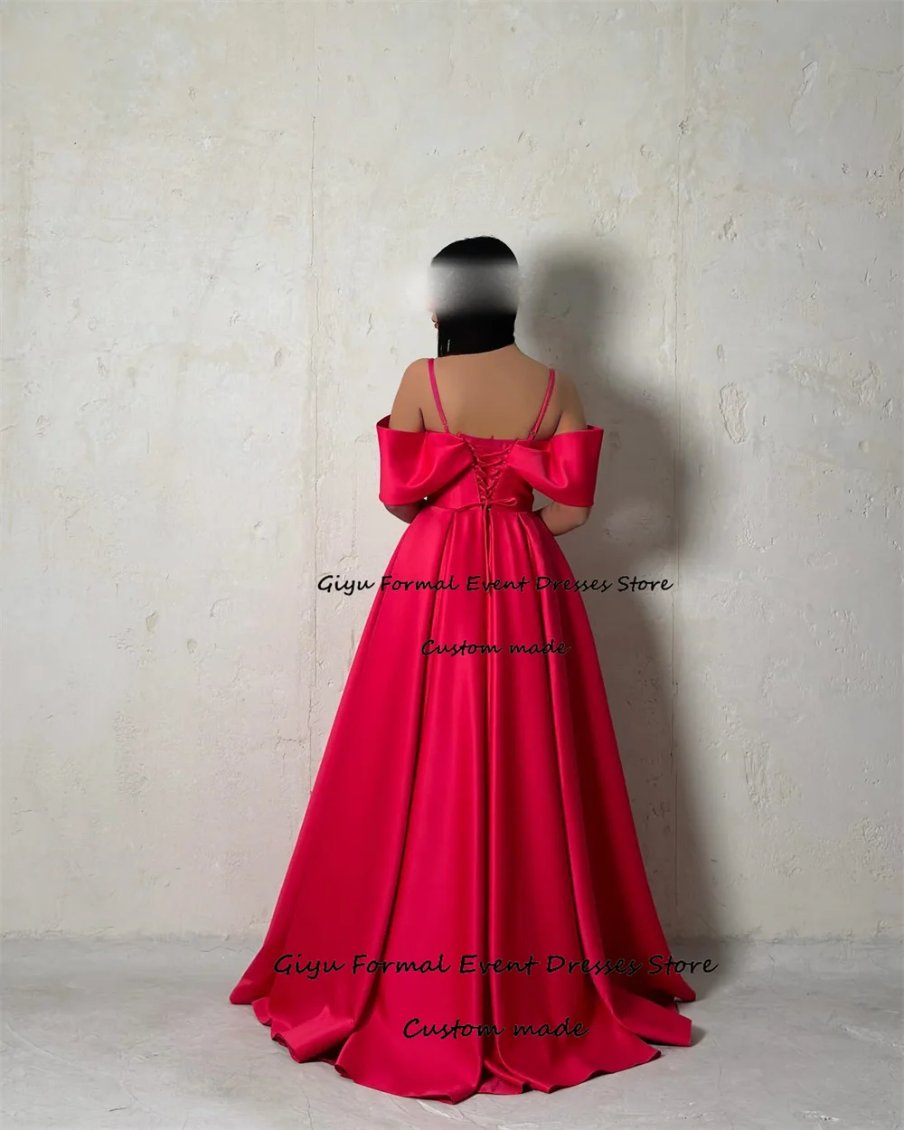 Giyu-A-line Vestido de noite vermelho com cinta de espaguete, vestido de casamento até o chão, sessão fotográfica, vestido de festa