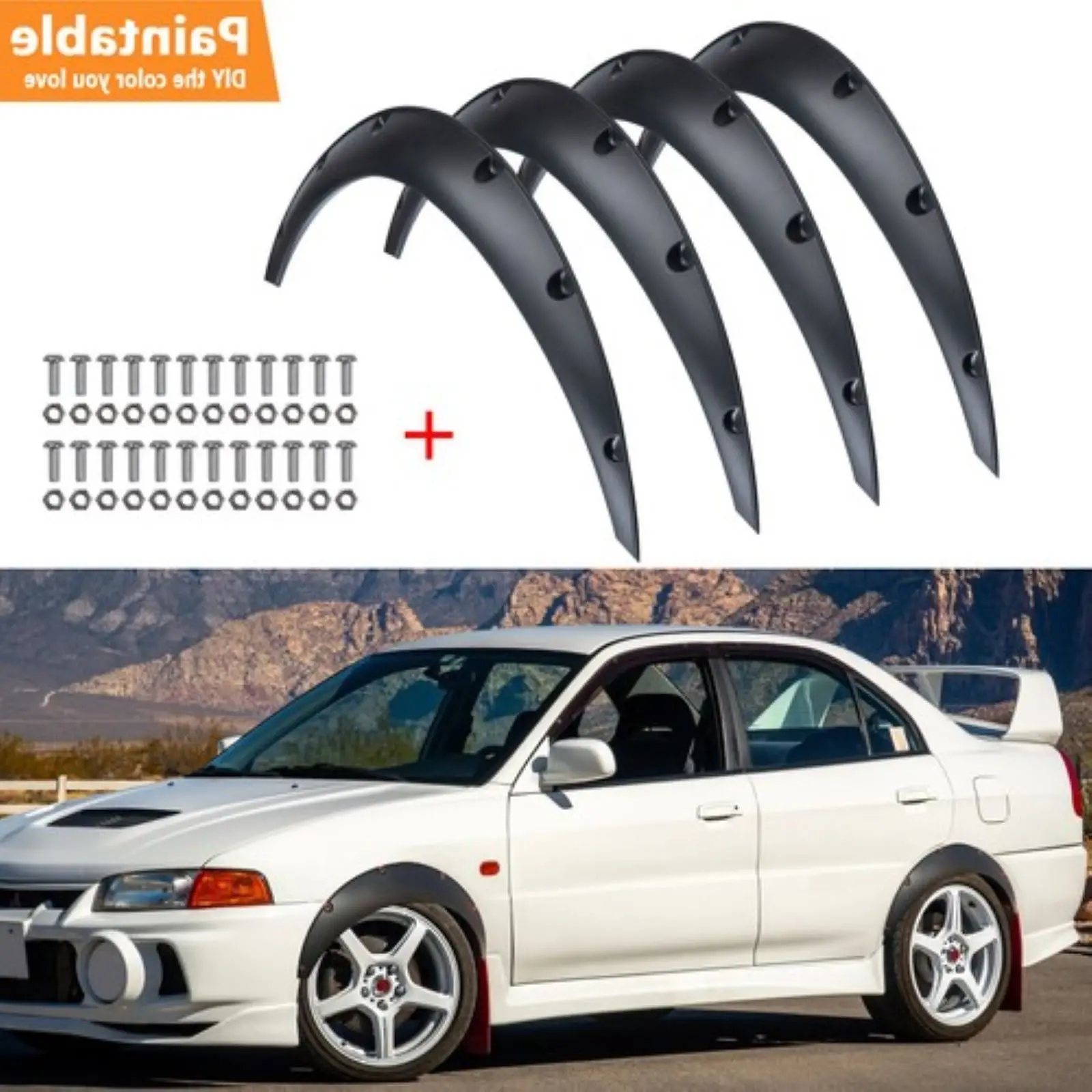 

Для Mitsubishi Lancer Fender Flares прочные гибкие автомобильные колесные арки 3,1 "/80 мм черный