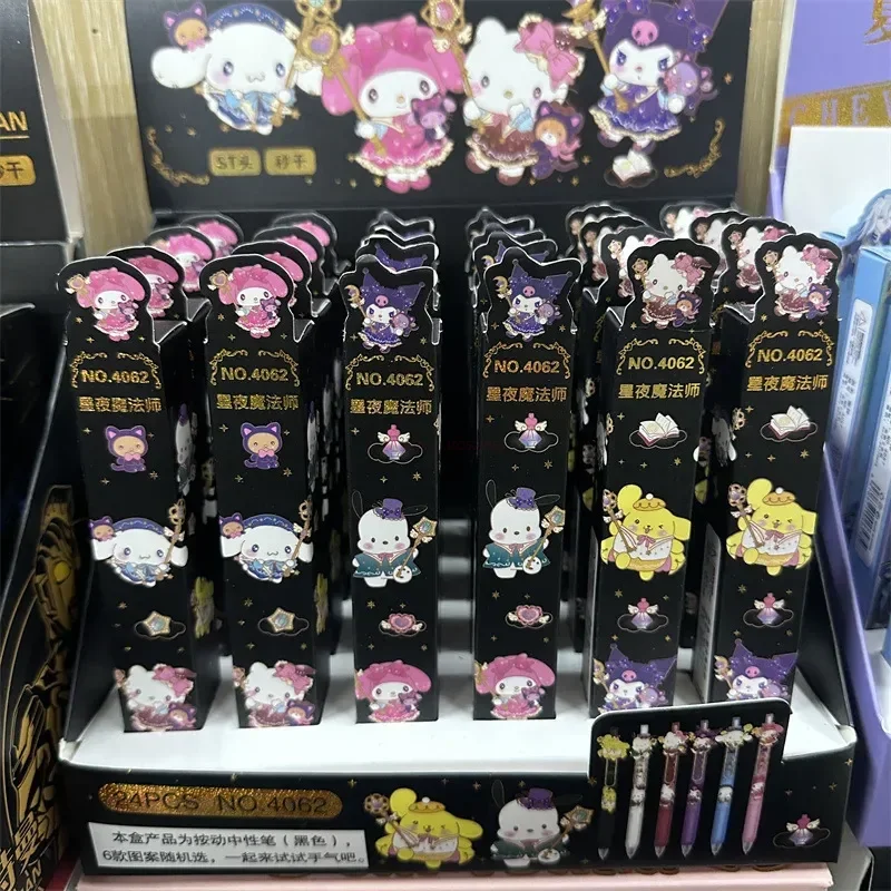 24 Pcs/ Box Sanrio Gel Pen Hellokitty Kuromi Cinnamoroll Ballpoint Pen Student Stationery Wholesale