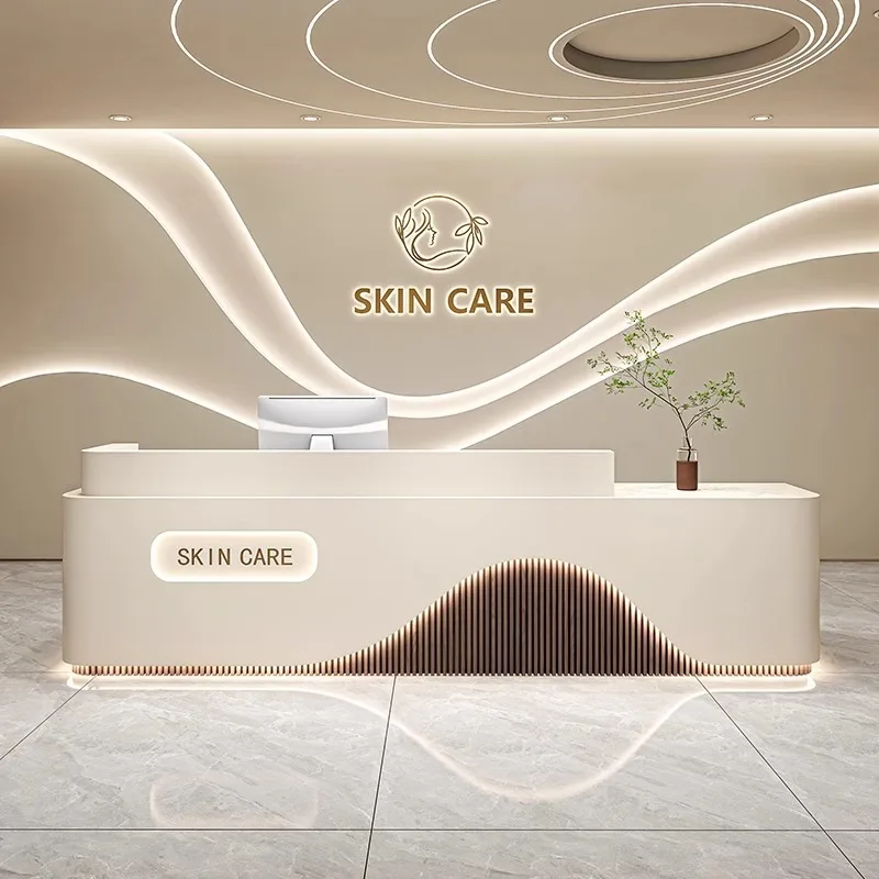 Simple beauty salon front desk Medical beauty baking paint company information desk Hotel bar Health club checkout page Receptio