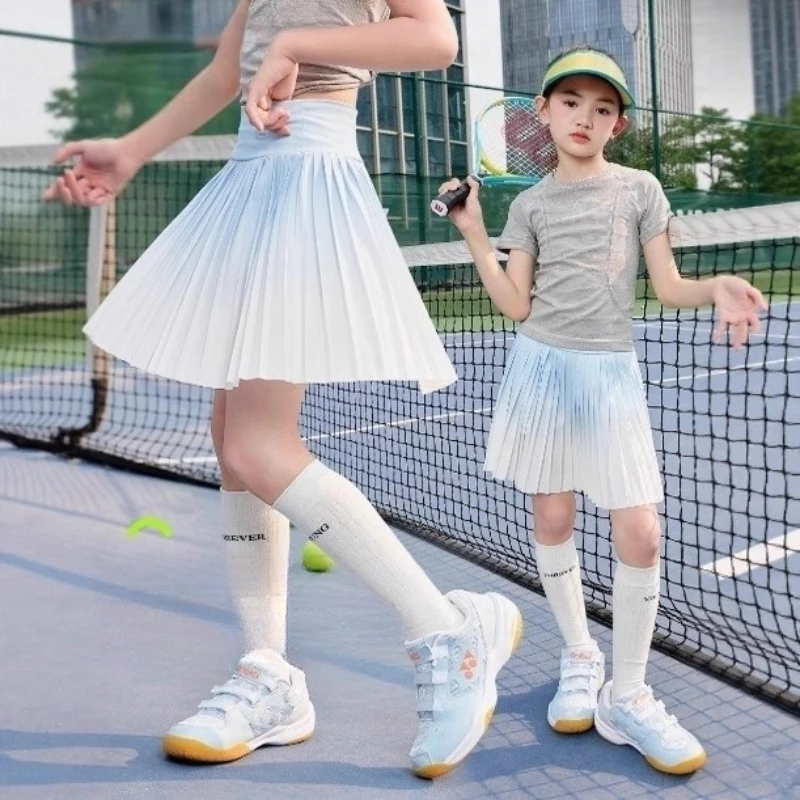 Girls Pleated Tenis Skirt Gradient Athletic Skorts with Built-in Shorts Quick-Dry Gym Golf Skirt Pocket Teen Sports Casual Wear