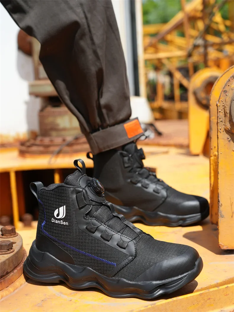 New Rotating Button Men Work Sneakers Steel Toe Shoes Safety Boots Puncture-Proof work Shoes Indestructible Protective Boots