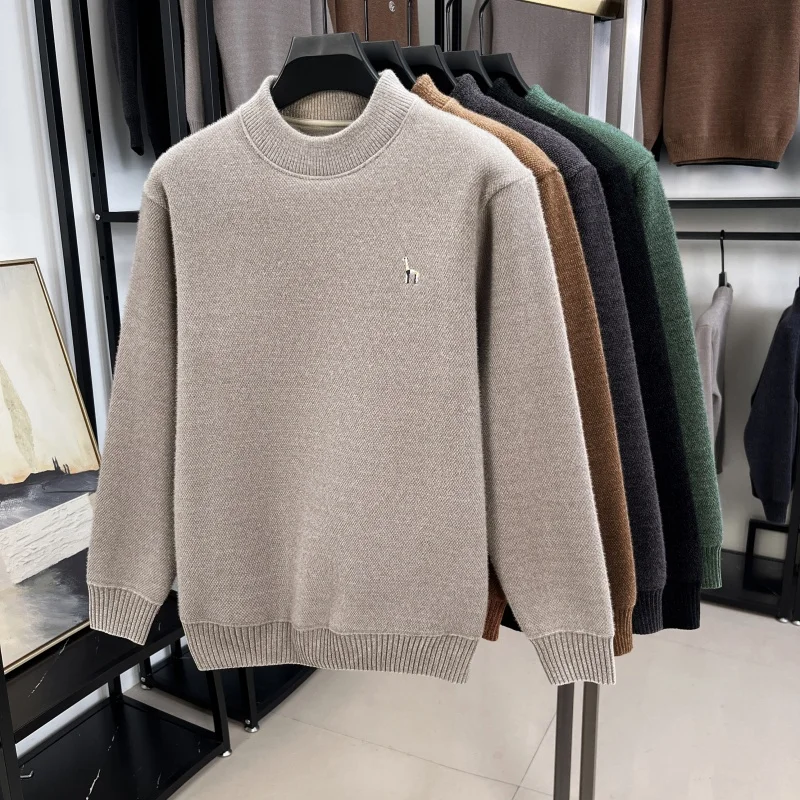 Man Autumn Winter New Long Sleeves Knitwear Fleece-Lined Thickened Exquisite Embroidery Luxury Brand Fashion Casual PulloverTops