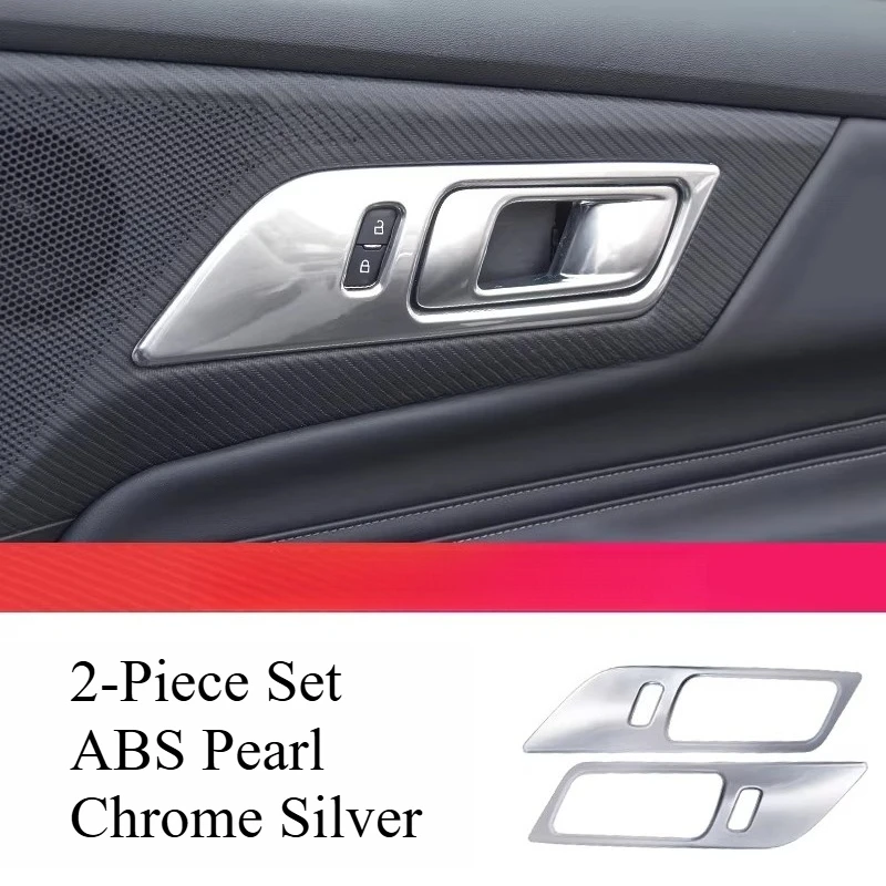 

For Ford Mustang 2015-2023 Abs Stainless Steel Mustang Modified Carbon Door Inner Handle Frame Interior Accessories Automobiles