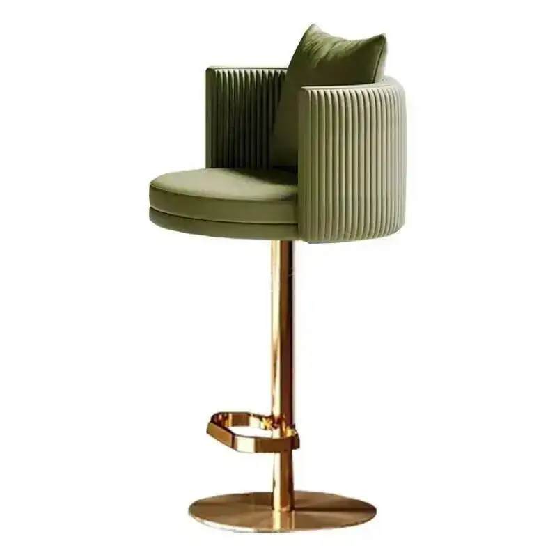 كراسي بار فناء عتيقة معدنية بسيطة ذهبية الحلاقين بيسترو انتظار كراسي بار مكافحة موضة مأدبة أثاث فاخر #6
